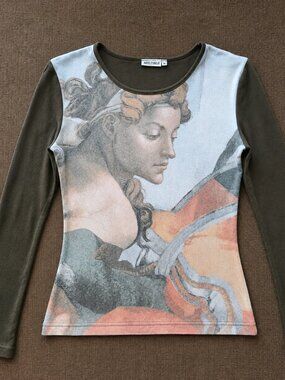 Renaissance Art Print Long Sleeve Top / Size M